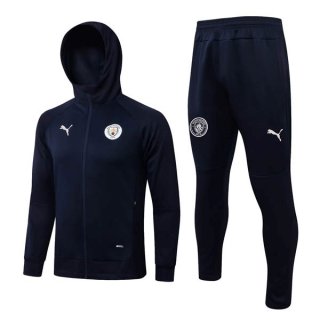 Felpa Cappuccio Set Completo Manchester City 2022 2023 Blu Oscuro