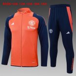 Bambino Giacca Manchester United 2024 2025 Arancione Blu 3