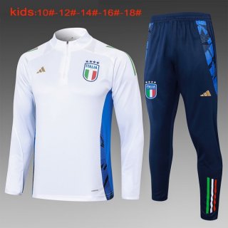 Bambino Felpa Allenamento Italia 2024 2025 Bianco Blu 3