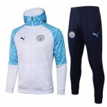 Felpa Cappuccio Manchester City 2021 2022 Blu Bianco