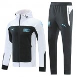 Felpa Cappuccio Marseille 2021 2022 Bianco Nero Felpa Cappuccio Marseille 2021 2022 Bianco Nero