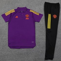 Polo Manchester United Set Completo 2021 2022 Porpora Nero Polo Manchester United Set Completo 2021 2022 Porpora Nero