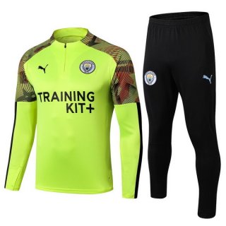 Felpa Bambino Manchester City 2019 2020 Verde Fluorescente Nero