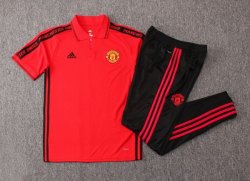 Polo Set Completo Manchester United 2019 2020 Rosso Nero Polo Set Completo Manchester United 2019 2020 Rosso Nero