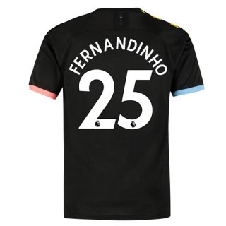 Maglia Manchester City NO.25 Fernandinho Away 2019 2020 Nero