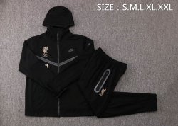 Felpa Cappuccio Set Completo Liverpool 2022 2023 Nero