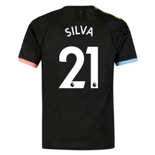 Maglia Manchester City NO.21 Silva Away 2019 2020 Nero