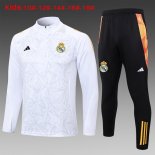 Bambino Felpa Allenamento Real Madrid 2024 2025 Bianco Grigio 3
