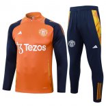 Felpa Allenamento Manchester United 2024 2025 Arancione Blu 3