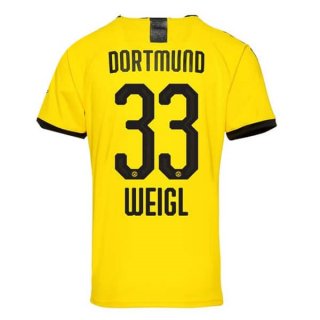 Thailandia Maglia Borussia Dortmund NO.33 Weigl Home 2019 2020 Giallo