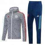 Giacca a vento Ajax Set Completo 2021 2022 Bianco Blu Giacca a vento Ajax Set Completo 2021 2022 Bianco Blu