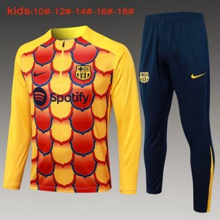Bambino Felpa Allenamento Barcellona 2024 2025 Giallo Rosso 3