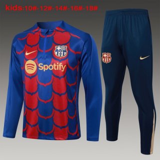 Bambino Felpa Allenamento Barcellona 2024 2025 Blu Rosso 3