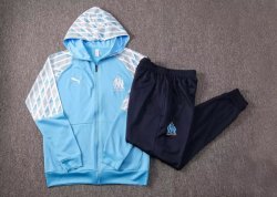 Felpa Cappuccio Marseille 2021 2022 Blu Bianco