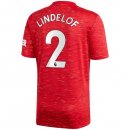 Maglia Manchester United NO.2 Lindelof Home 2020 2021 Rosso Maglia Manchester United NO.2 Lindelof Home 2020 2021 Rosso