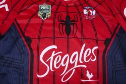 Thailandia Maglia Sydney Roosters Spider Man 2017 2018 Rosso Thailandia Maglia Sydney Roosters Spider Man 2017 2018 Rosso