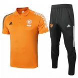 Polo Set Completo Manchester United 2020 2021 Arancione Nero