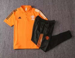 Polo Set Completo Manchester United 2020 2021 Arancione Nero Polo Set Completo Manchester United 2020 2021 Arancione Nero