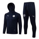 Felpa Cappuccio Set Completo Manchester City 2022 2023 Blu Oscuro