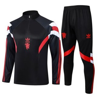 Felpa Allenamento Manchester United 2024 2025 Nero Rosso