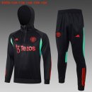 Bambino Felpa Cappuccio Manchester United 2024 2025 Nero Rosso