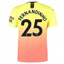 Maglia Manchester City NO.25 Fernandinho Terza 2019 2020 Arancione Maglia Manchester City NO.25 Fernandinho Terza 2019 2020 Arancione