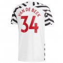 Maglia Manchester United NO.34 Van De Beek Terza 2020 2021 Bianco Maglia Manchester United NO.34 Van De Beek Terza 2020 2021 Bianco